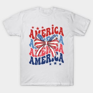 Coquette American Flag, Coquette 4th Of July, Independence Day, Fourth Of July, American Flag T-Shirt